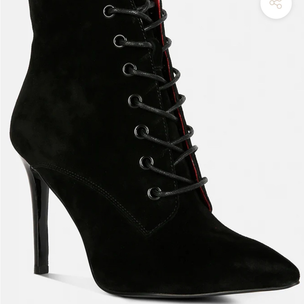 Rag & Co Black Lace-Up Stiletto Ankle Boots